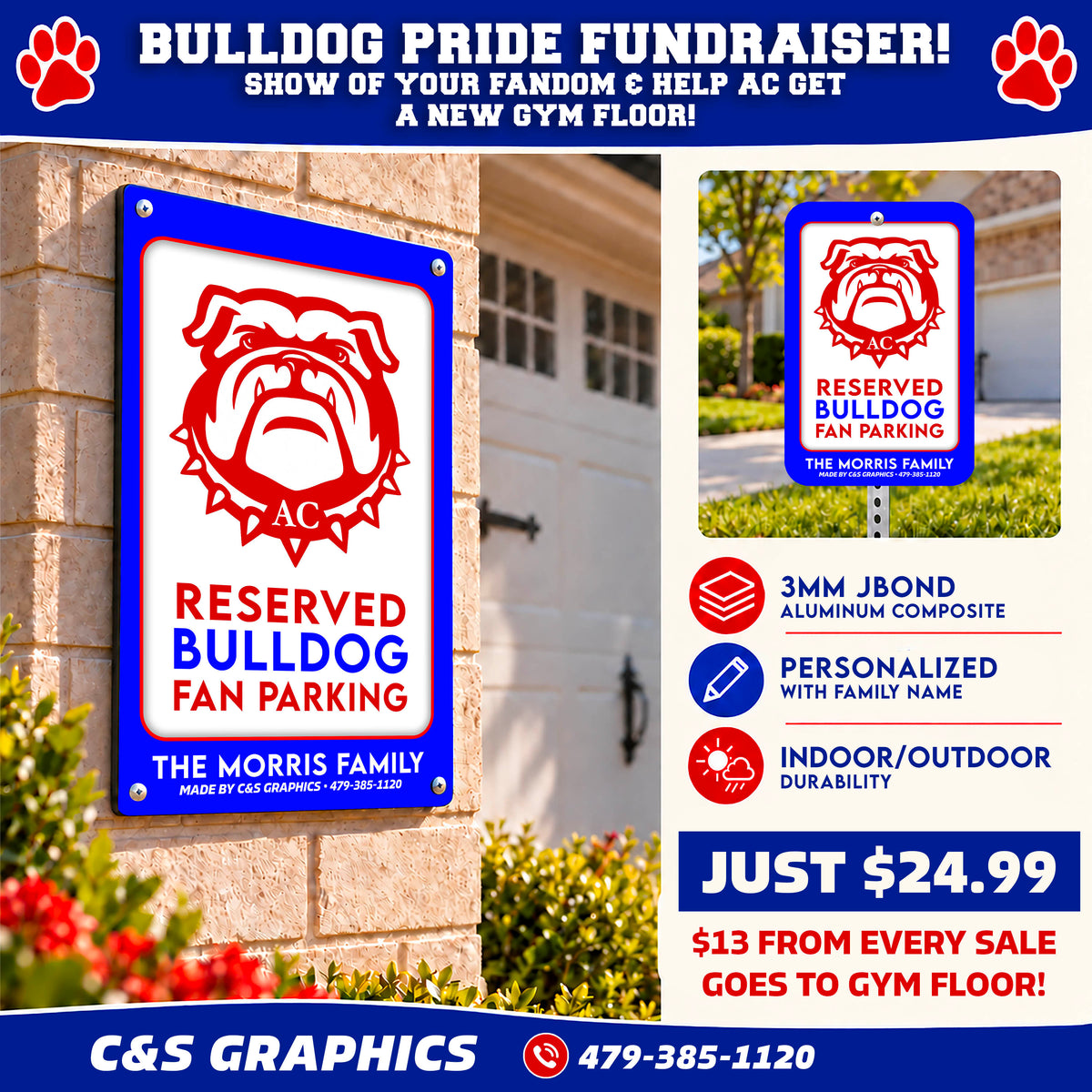 Bulldog Fan Parking Sign